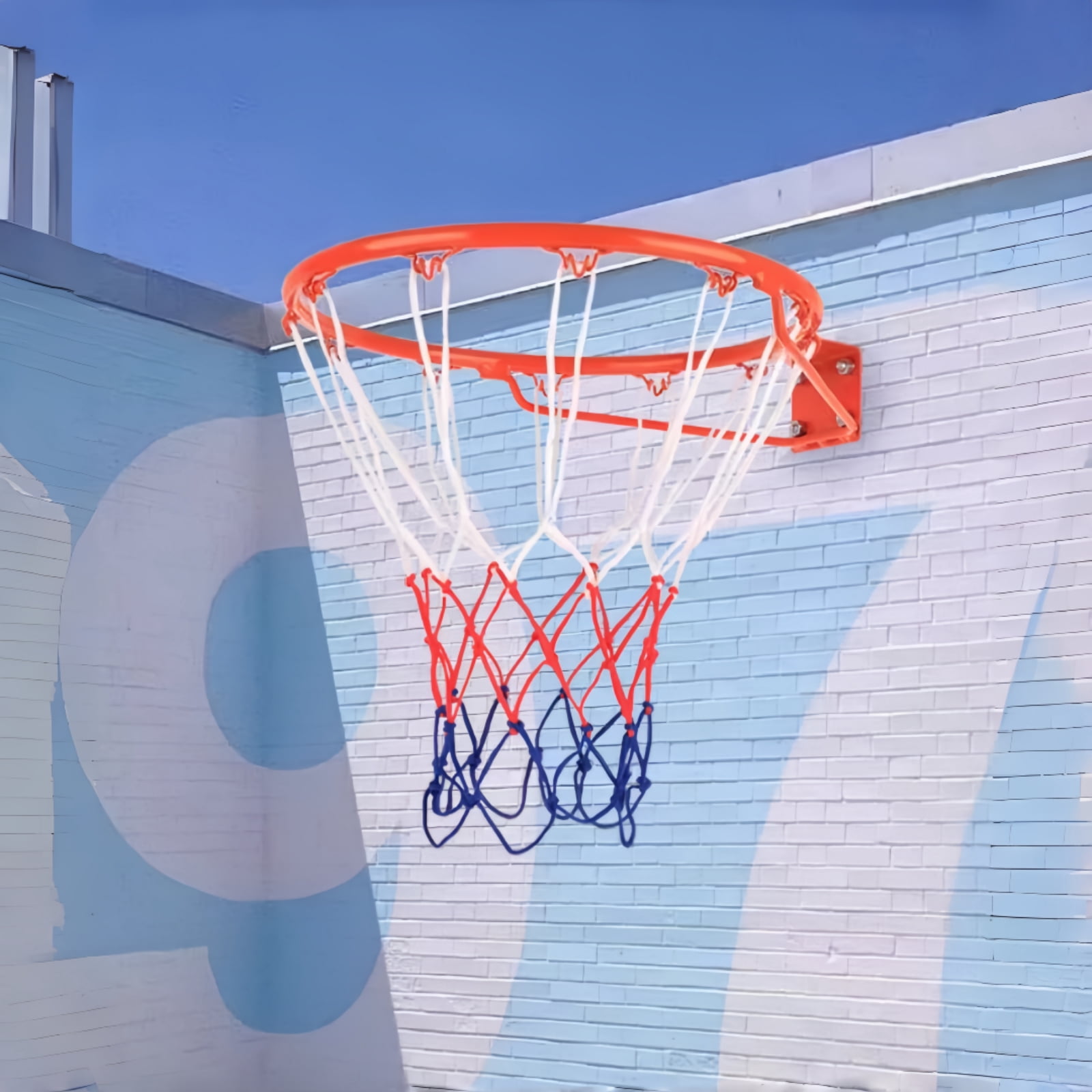 FirstAsk 18" Rim Basketball Hoop Backboard Wall Mounted, Basketball Goal, Indoor & Outdoor with Hand-Crank Adjustment, Classic Basketball Court, Teens, Adults, Schools, Parks