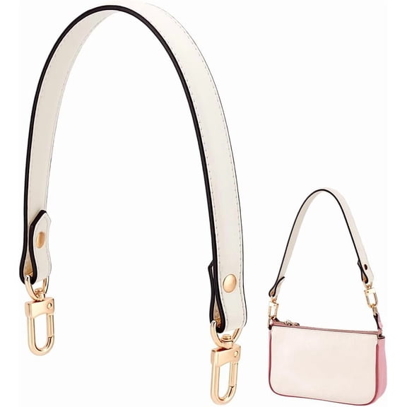 PH Genuine Leather Purse Short Bag Strap Leather Bag Handle Replacement Shoulder Bag Straps for Handbag Bag White