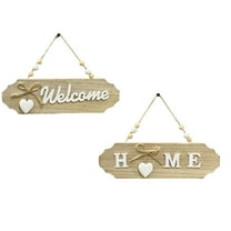 Wooden Welcome Sign for Rustic Farmhouse Decorations,Wall Hanging Welcome Sign for Front Door, Porch Decor,White Welcome Sign, Rustic Wooden Door Hanger, Small Welcome Sign (2pcs)