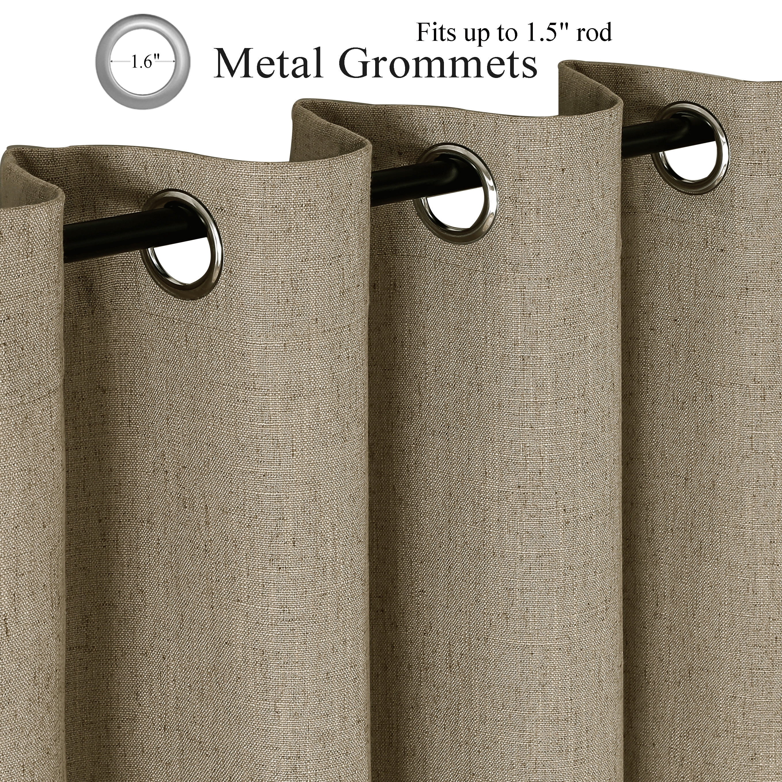 AZZCIA Sand Linen Light Filtering Grommet Curtain Panels for Bedroom, 2 Panels, 54"W x 63"L