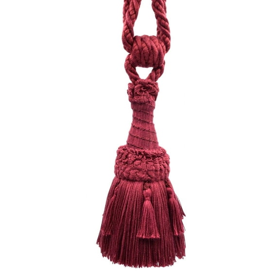 DECOPRO Beautifully Handcrafted Curtain & Drapery Tassel Tieback with Matte Finish, Tassel Length 6" (15cm), Spread 30" (76cm) # TBEMP6, Wine Red #J18 (Burgundy Red) Sold Individually