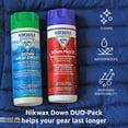 thumbnail image 4 of Nikwax Down, Down DUO-Pack, 300 ml, limpieza e impermeabilización con lavado agrega repelencia al agua DWR a chaquetas con relleno de plumón, ropa exterior, sacos de dormir, restaura y protege el aisl, 4 of 5
