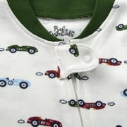 Baby Essentials Newborn Infant Boys 0 Months Embroidered Romper Footie with Matching Hat in Race Cars & Teddy Bears