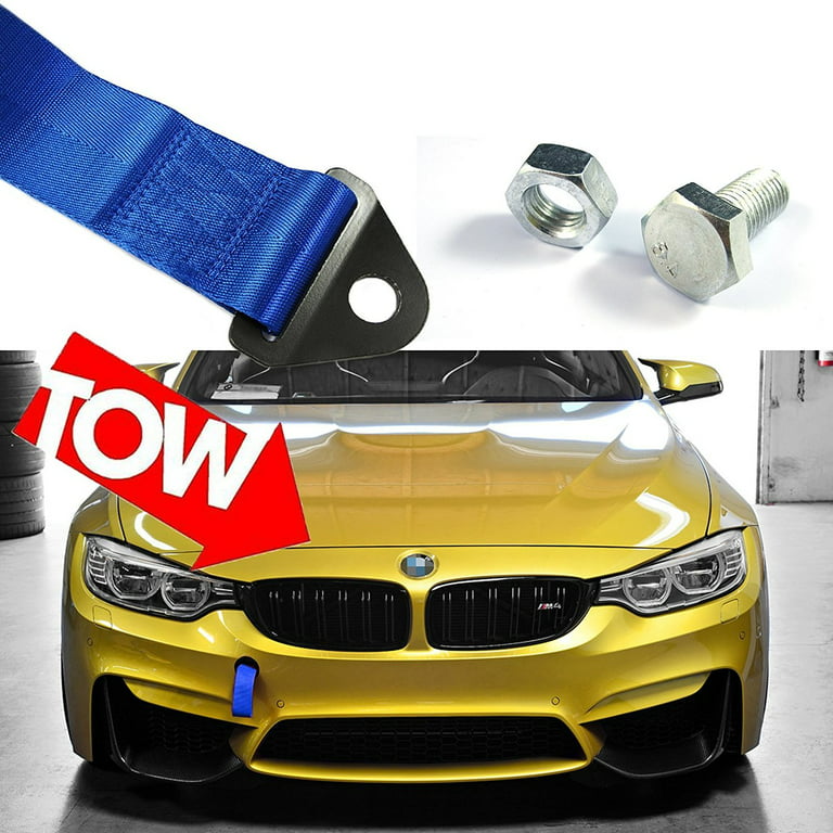 Xotic Tech 1x JDM Sports Blue High Strength Racing Tow Strap Set For Front  Rear Bumper Towing Hook 