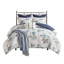 Maklaine 7-Piece Seersucker Comforter Set with Throw Blanket in Blue