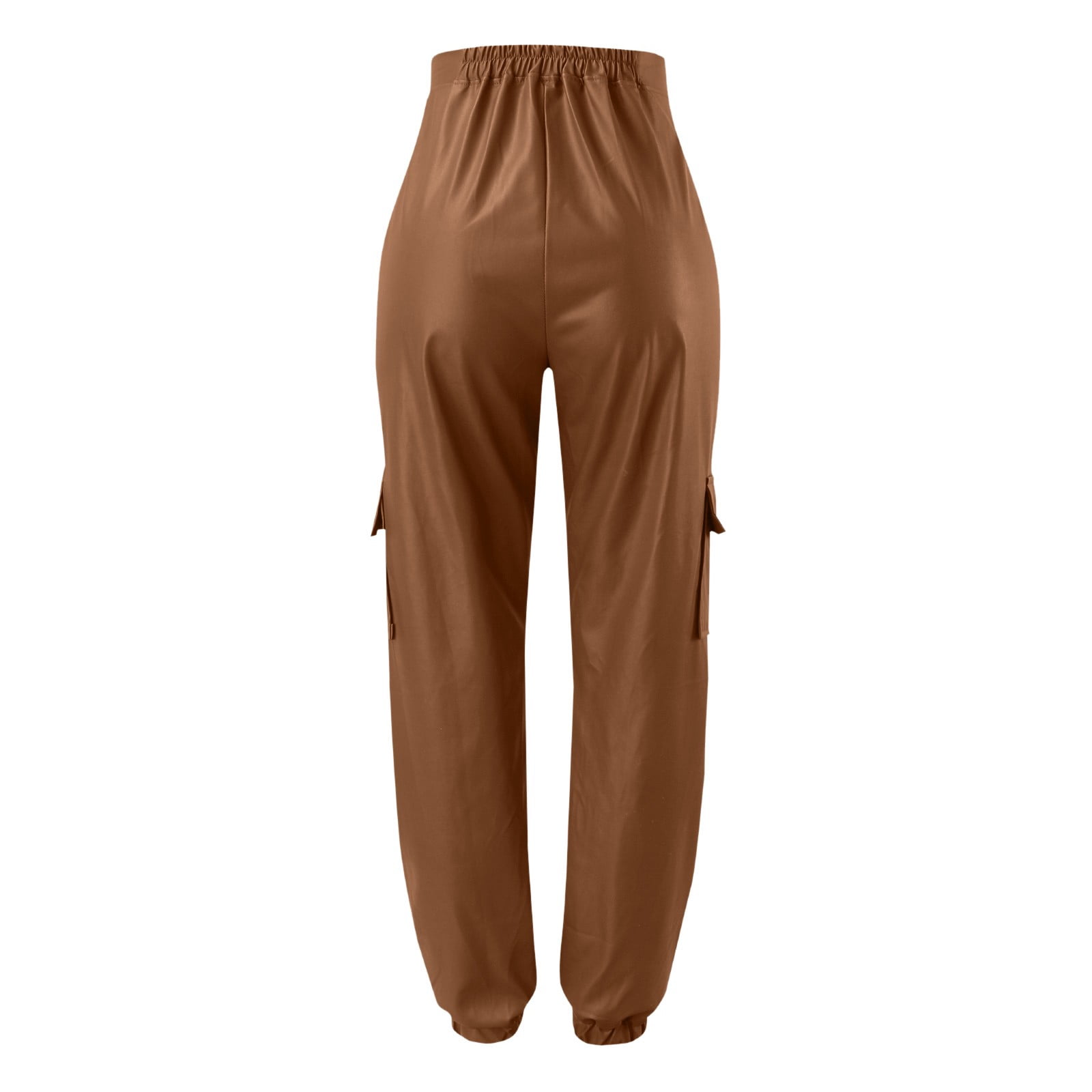 AWXNJUX Leather Leggings Women Women's Faux Leather Loose Solid Pant High Waist Baggy Jogger Cargo Pant With Pockets Leather Pants for Women Faux Leather Pants for Women (Khaki,XL)