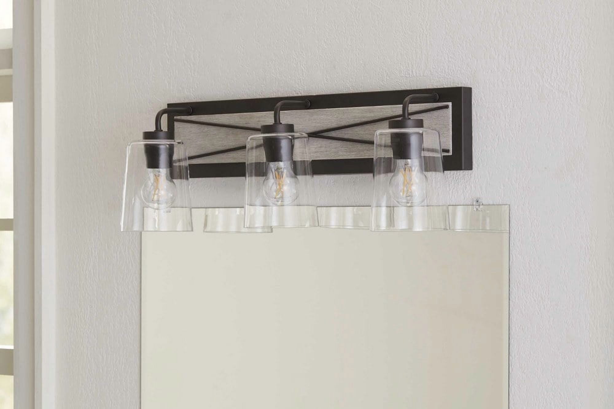 Briarwood Collection 3-Light Graphite Clear Glass Coastal Bath Vanity Light