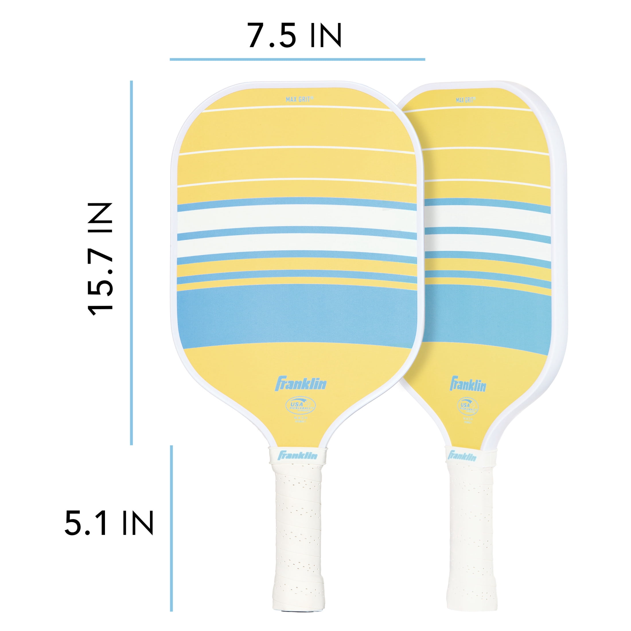 Franklin Sports Pickleball Paddle - Max Grit Fiberglass Surface - Polypropylene Core Pickleball Paddle - USA Pickleball (USAP) Approved - Yellow/Blue