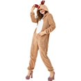thumbnail image 2 of Disfraz de reno de Navidad unisex para adultos, disfraz de ciervo con capucha y acogedor para niña y mujer, pijama de dibujos animados de una pieza para Cosplay, 2 of 4