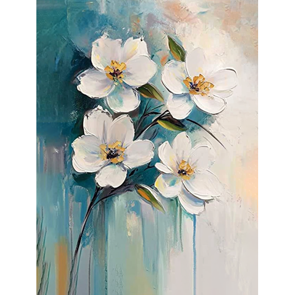 White Flowers Canvas Painting/Wall Art，Suitable for Living Room，Bedroom，Bathroom，Office，and Dining Room Decoration
