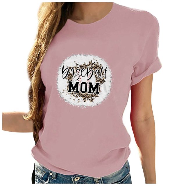 Blusa suelta estampada con cuello redondo y manga corta para mujer OAVQHLG3B Store lin121212