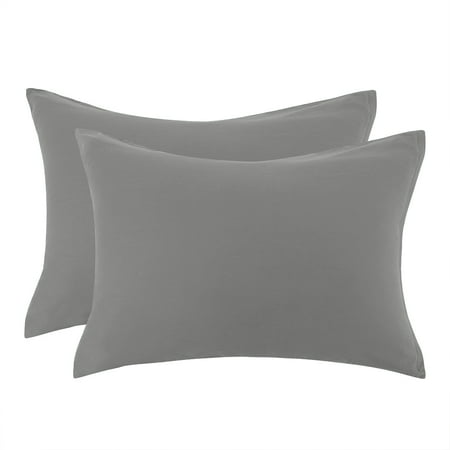 PiccoCasa 300 Thread Count Ultra-Soft Egyptian Cotton, 2 Piece 20" x 30" Pillowcases, Dark Gray