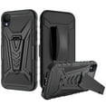 thumbnail image 3 of TJS for TCL Ion Z / TCL A3 A509DL / TCL A30 Phone Case, with Tempered Glass Screen Protector, 3 in 1 Combo Belt Clip Holster Impact Resist Rugged Kickstand Phone Cover (Black), 3 of 6