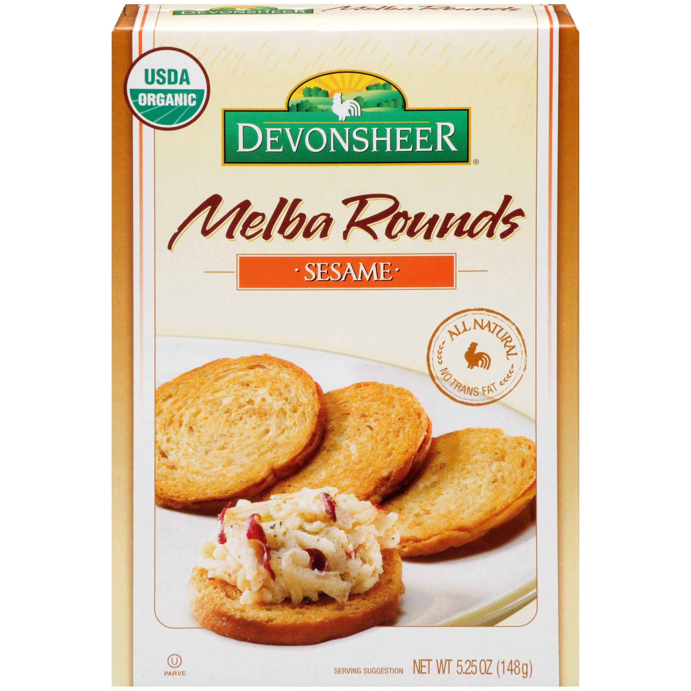 Devonsheer Organic Melba Rounds, Sesame, 5.25 Oz