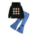 thumbnail image 2 of Tdoqot Toddler Girls Outfit Sets- Casual Cute Long Sleeve Cotton Hoodie and Flare Jeans Kids Spring Clothes Black Size 4 T, 2 of 6