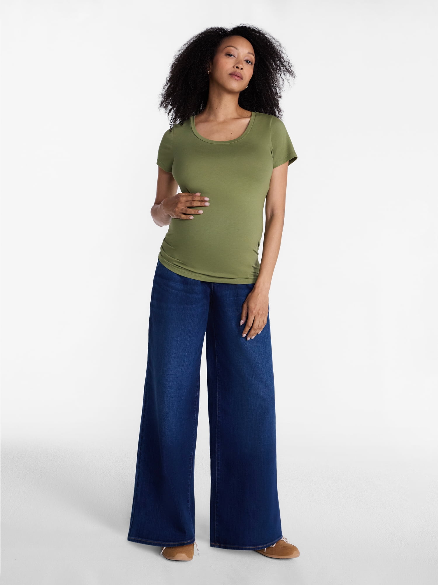 Ingrid & Isabel For Every Belly Women’s Maternity Wide Leg Jeans, 30'' Inseam, Sizes S-XXL