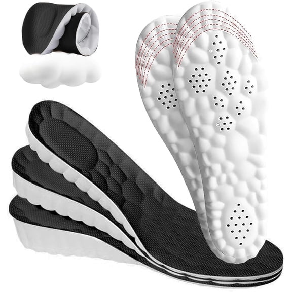 Cloud Insoles for Women Work, 4D Height Increase Memory Foam Insoles, Arch Support Orthotic Shoe Pads for Pain Relief