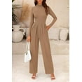 thumbnail image 4 of PRETTYGARDEN Womens Jumpsuit Dressy Casual Spring Fall Fashion One Piece Outfits Long Sleeve Mock Neck Wide Leg Pants Rompers, 4 of 8