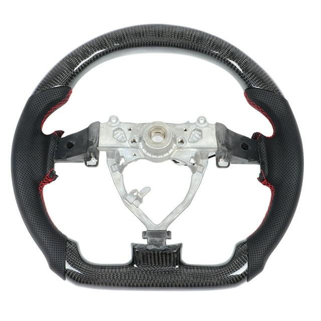 Volant en Fibre de Carbone à LED, Remplacement de Volant avec Lumières de Changement, Couture Rouge, Écran LCD Tolérant la Chaleur, Réglable RGB en Temps Réel pour Pièces Automobiles