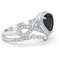 thumbnail image 2 of beryl_creation Women's 925 Sterling Silver 1.38 Ct Pear Cut Black Diamond Wedding Engagement Bridal Ring Set 14K White Gold Plated -8, 2 of 2