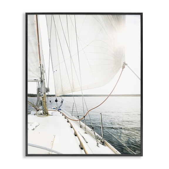Stupell Industries Coastal Nautical Boat Mast View Black Framed Giclee Art, 11 x 14, by Sisi and Seb