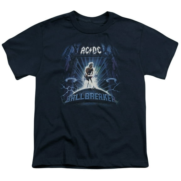 Trevco ACDC111-YT-4 ACDC Ballbreaker-S by S Youth Short Sleeve Shirt, Navy - Extra Large