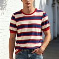 thumbnail image 3 of Striped T Shirts for Man Summer Short Sleeve Crewneck Relaxed Fit Color Block Casual Tee Shirt Streetwear, 3 of 5