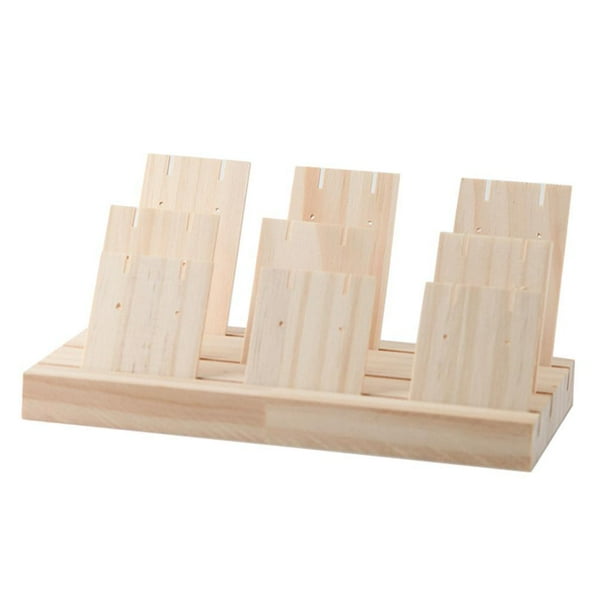 Expositor de pendientes de madera portátil de gran capacidad con ranura para exhibiciones en tiendas. Pequeño de 3 ranuras