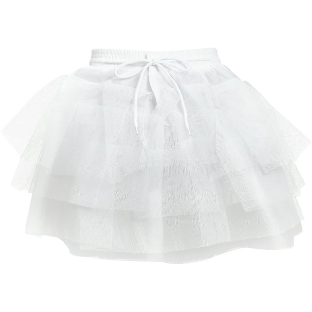 1 pieza de enagua de flores para boda para niñas, falda tutú de crinolina sin hueso, falda corta con tirantes, enagua para niñas, color negro, talla 35 cm, color blanco