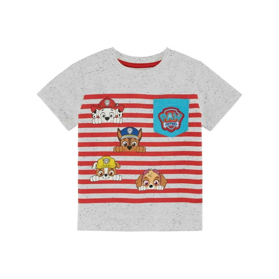 Toddler Boys Red Stripe Paw Patrol Puppy Dog T-Shirt Chase Tee Shirt 2T