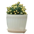 Round Wooden Bucketliked Plastic Flower Pot for Plants Durable Garden