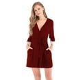 thumbnail image 1 of Monfince Women Robe Sleepwear Lightweight Short Robe Kimono Bathrobe Soft Loungewear, V Neck Wrap Nightgown with Belt, 1 of 4
