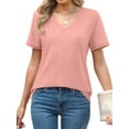 thumbnail image 2 of MOSHU 2 Pack Womens T Shirts V Neck Casual Tops Short Sleeve Comfort Fit Shirts for Women, 2 of 9