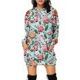 thumbnail image 3 of Vestido tipo jersey con capucha y elementos navideños divertidos con estampado digital 3D de Navidad para otoño, 3 of 5