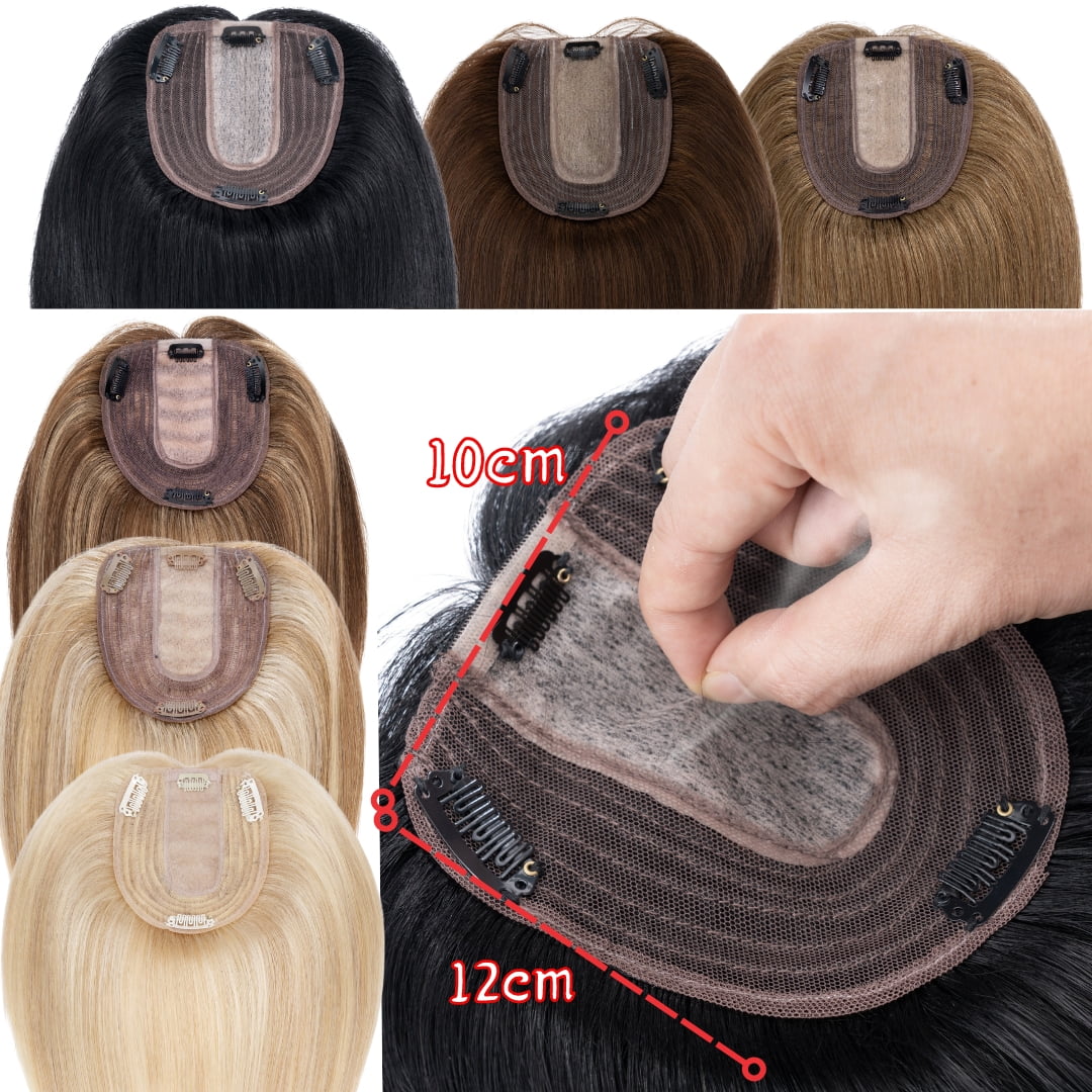 Clip In Hair Extensions 100% Remy Real Human Hair Piece Top Piece Toupee Woman's Topper For Thin Hair Hairpiece For Hair Loss Cover Russian Hair 6-18 inch Brown