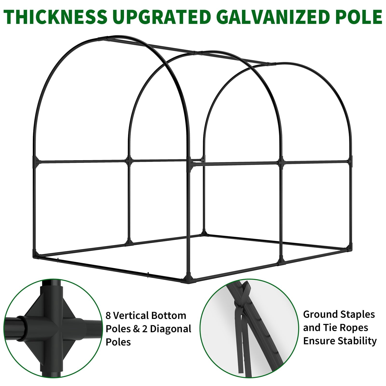Walk-In Greenhouse 8.2 x 6.6 x 6.6 FT – Portable Outdoor Garden Greenhouse with Heavy-Duty Frame & Transparent Cover, Large Plant Growing House for Backyard, Patio & Vegetable Garden