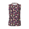 thumbnail image 6 of Lsque Skull flower leaf colorful Print Men's Cotton Blend Sleeveless Muscle Shirts (S-3XL)- Moisture Wicking, Odor Protection, UPF 30+,Large, 6 of 8