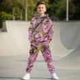 thumbnail image 5 of Uorisanigo Girls Boys Sweatsuit Set - Oversized Long Sleeve Hoodie & Sweatpants Fall Winter Outfits 2PCS Set Pink Hunting Camouflage Forest Pullover Sweatshirt Pants for Kids, 5 of 7