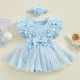 thumbnail image 2 of NOLDARES Little Girls A-Line Dress Cute Pattern Short Sleeve Casual Toddler Girl Dresses for Party 1-8 Years(Blue,6-12 Months), 2 of 7