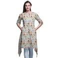 thumbnail image 1 of Bimba Kurti Asymétrique Bleu à Imprimé Floral Tomate et Pivoine pour Femmes Robe d'Été Indienne Tunique XX-Grand, 1 of 6