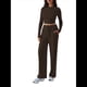 thumbnail image 3 of Conjunto Deportivo Y2K de Dos Piezas para Mujer, con Larga, Top Ajustado y Pantalones Anchos, Ideal para y Otoño Café XL, 3 of 8