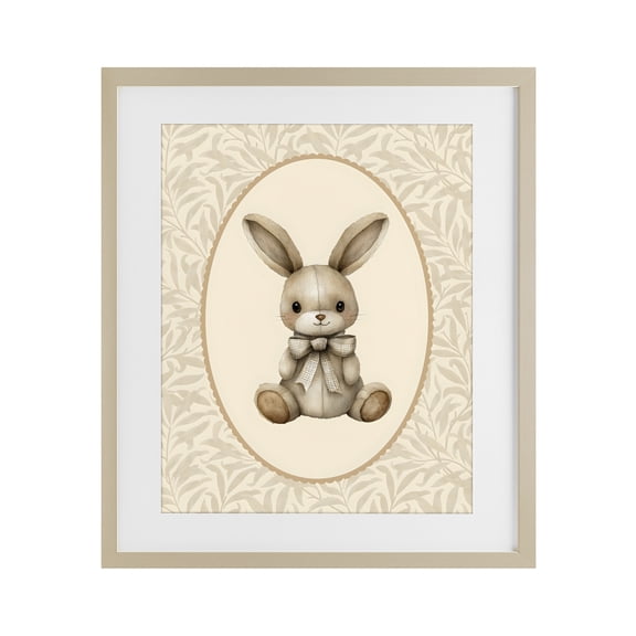 Stupell Industries Cottage Neutral Bunny in Oval Border Birch Framed Print Under Glass, 17 x 21, by LSR Design Studio