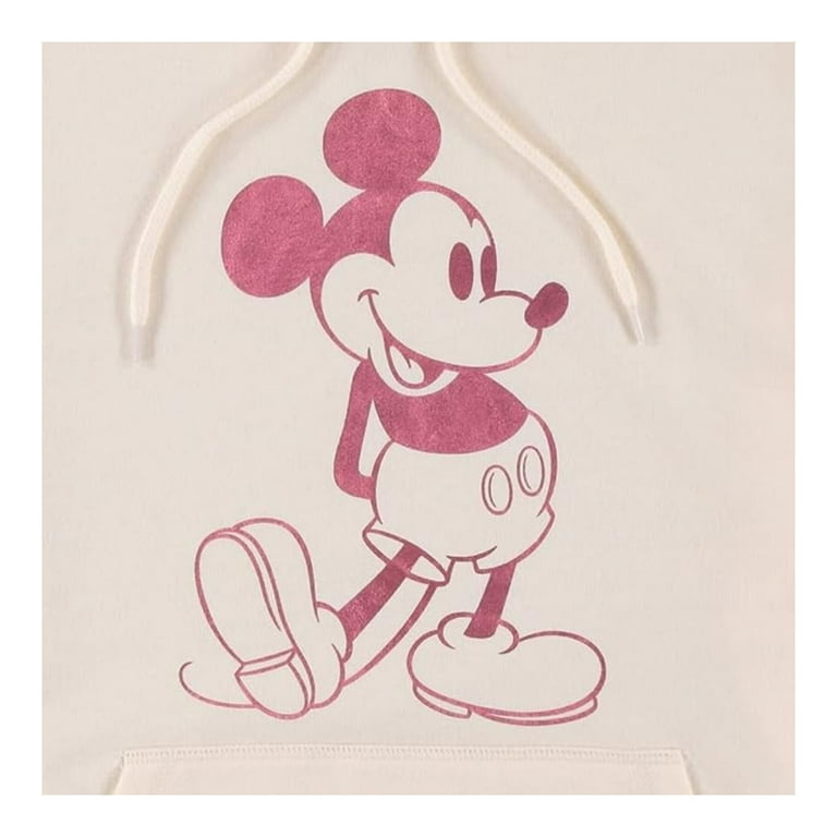 Disney Mickey Mouse Ladies Hoodie, Classic Sweatshirt Ivory Foil - XS