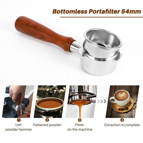 Porte-filtre Sans Fond 54 mm pour Barista Series et Machines à Espresso, Porte-Filtre avec Panier-Filtre