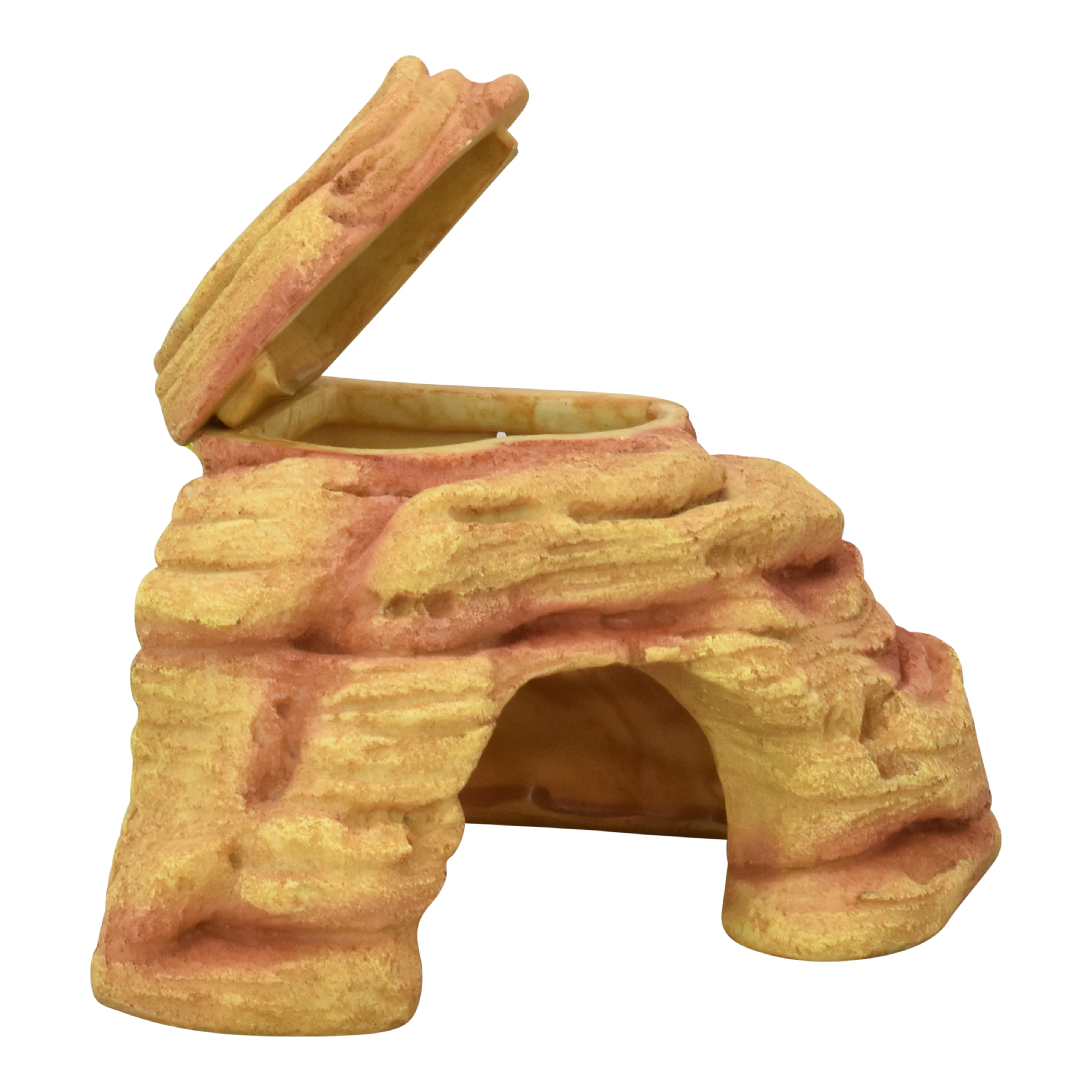 Komodo Adobe Corner Hideaway with Lid Decor for Reptile Terrarium Habitat
