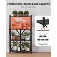thumbnail image 4 of VEVOR 4-Tier Foldable Storage Shelf, 26W x 13D x 46H Inch Folding Metal Rack Shelving Unit, No Assembly Organizer Shelf with 5 Wheels & 4 Hooks for Pantry, Kitchen, Garage, Basement, Black, 4 of 9