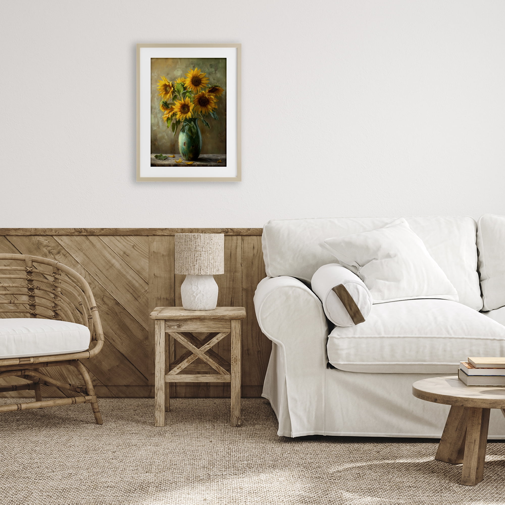 Stupell Industries Moody Sunflower Vase Birch Framed Print Under Glass, design by Creative Studio