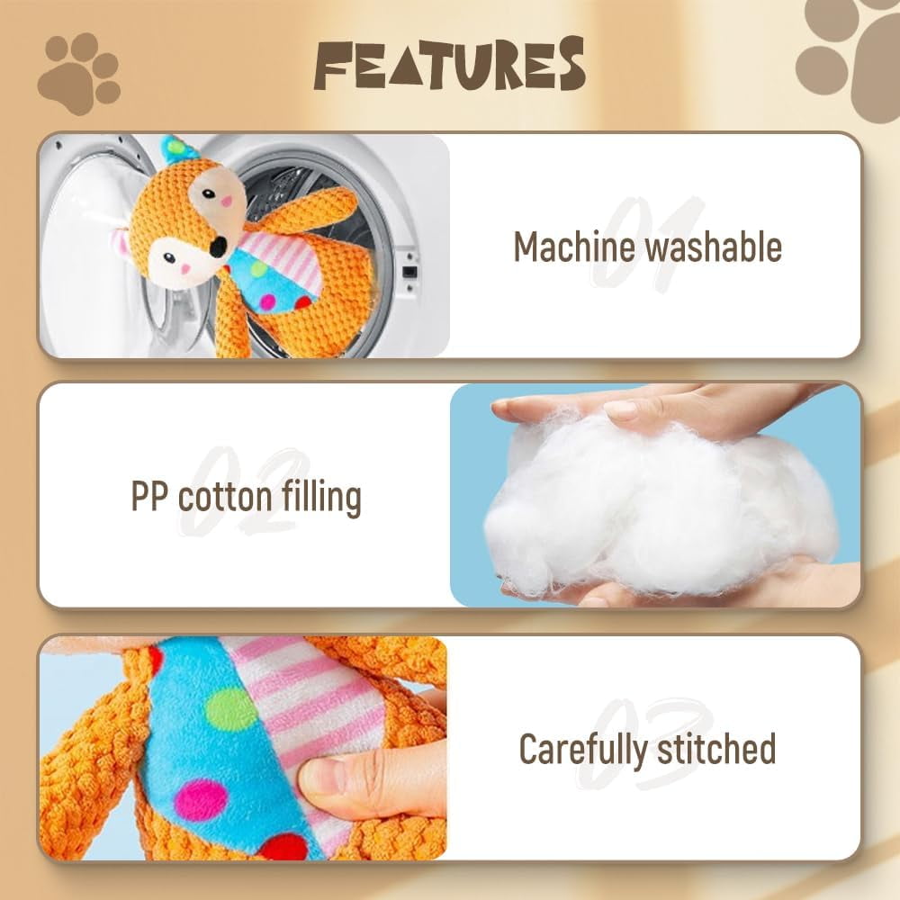 Indestructible Squeaky Dog Toy for Small Dogs - 2026 Durable Stuffed Plush with Squeaker & Crinkle, Chew Resistant Puppy Teething Toy for Aggressive Chewers P