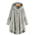thumbnail image 2 of Girl Fuzzy Fleece Plus Size Warm Jackets Kids Button Down Hooded Sweaters Youth Autumn Winter Soft Comfort Thermal Outwear Coats Casaul Loose Cardigan with Pockets Size 5-14 Years Cold Weather, 2 of 5