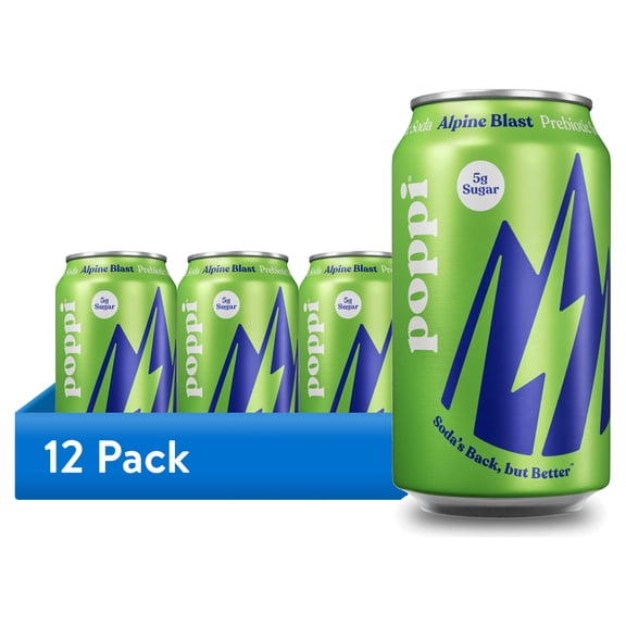 (12 pack) poppi Alpine Blast Prebiotic Soda, 12 fl oz, 1 Pack Can